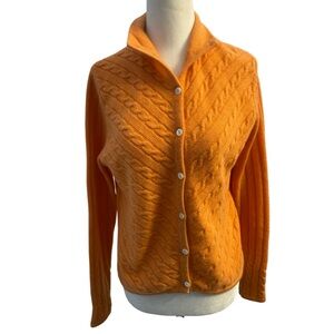 Audrey Talbott Cozy Orange Cashmere Cardigan Size Small